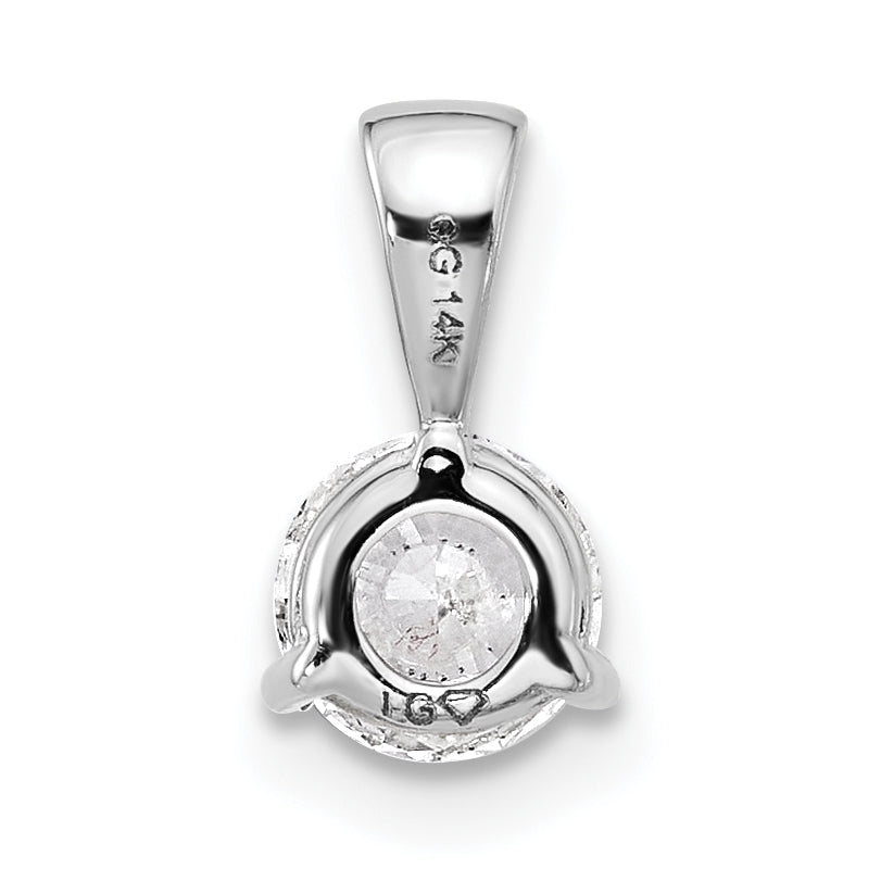 14k White Gold 1 carat Lab Grown Diamond VS/SI+ G+ Three Prong Solitare Pendant