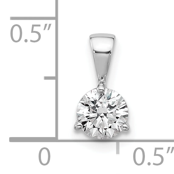 14k White Gold 1/3 carat Lab Grown Diamond VS/SI+ G+ Three Prong Complete Solitaire Pendant