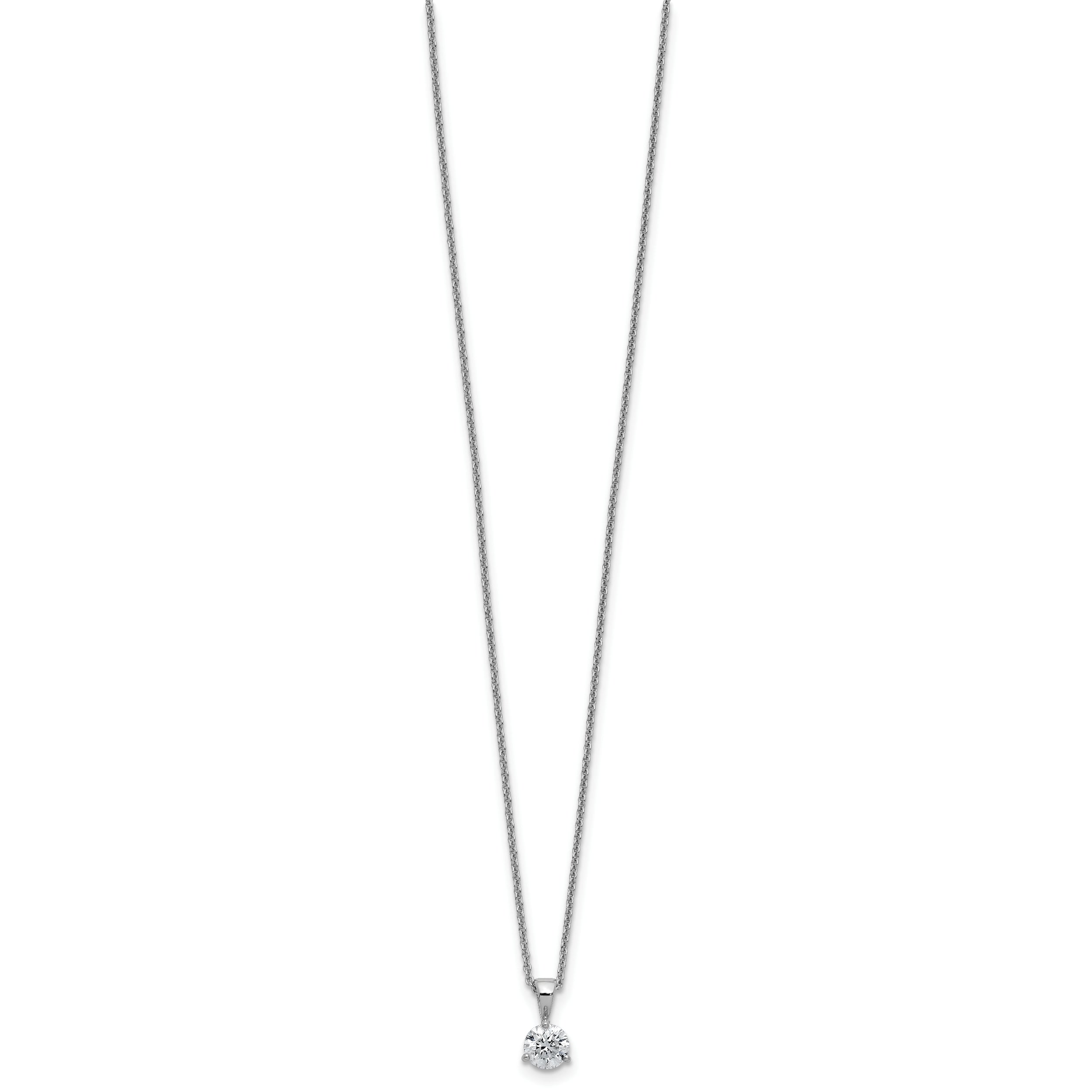 14k White Gold 1/5 carat Lab Grown Diamond VS/SI+ G+ Three Prong Complete 18 inch Solitare Pendant Necklace