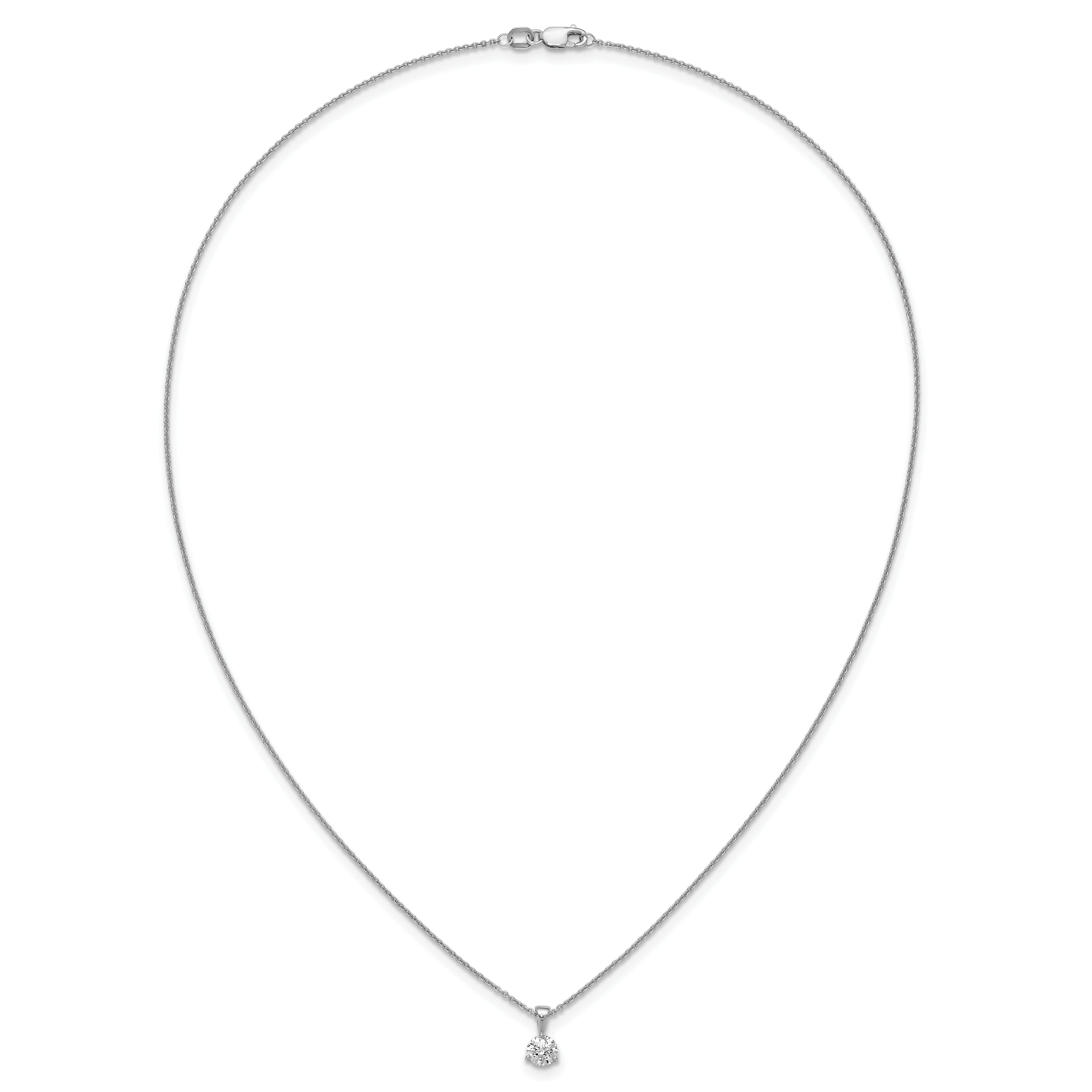 14k White Gold 1/5 carat Lab Grown Diamond VS/SI+ G+ Three Prong Complete 18 inch Solitare Pendant Necklace