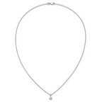 14k White Gold 7/8 carat Lab Grown Diamond VS/SI+ G+ Three Prong Complete 18 inch Solitare Pendant Necklace