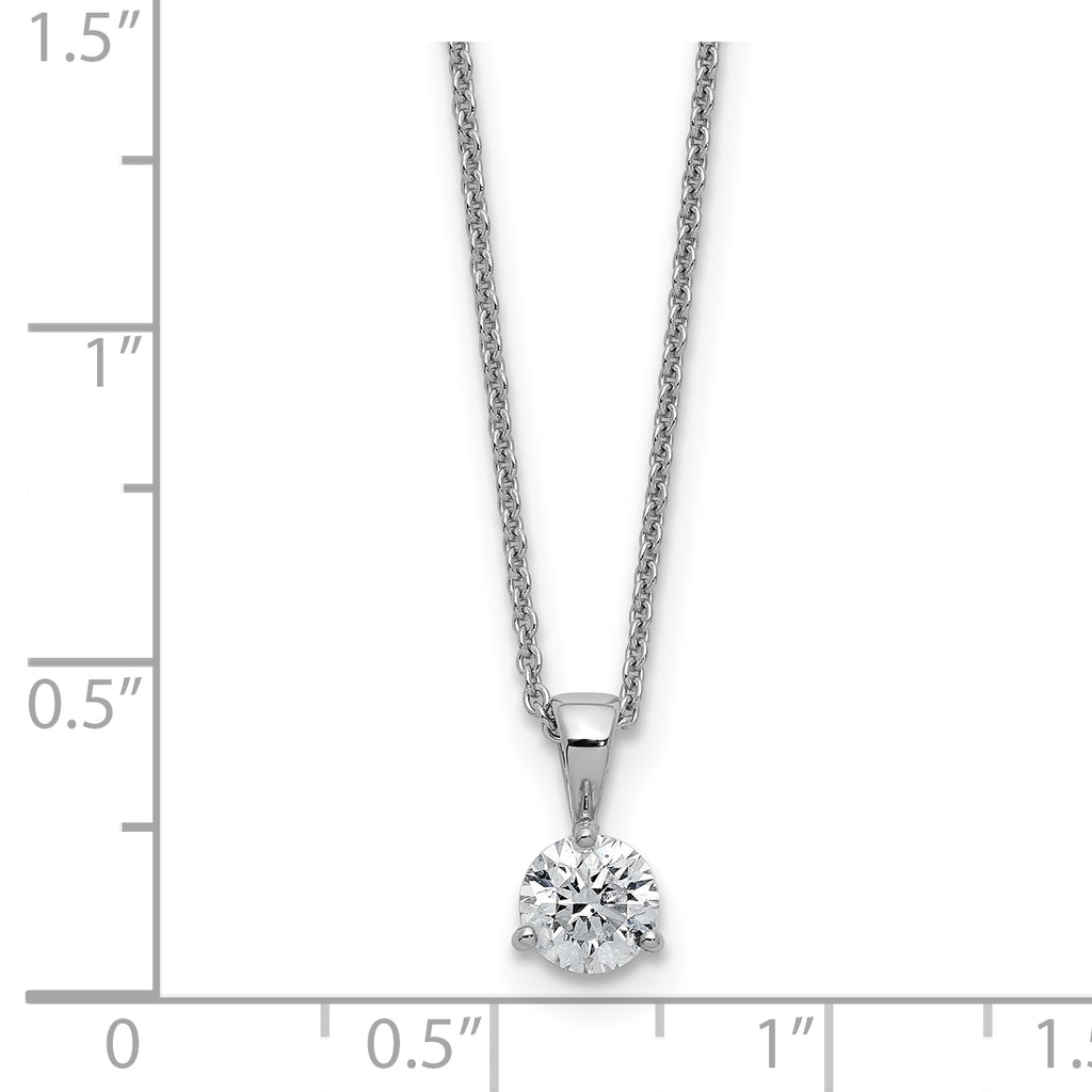 14k White Gold 1/4 carat Lab Grown Diamond VS/SI+ G+ Three Prong Complete 18 inch Solitare Pendant Necklace