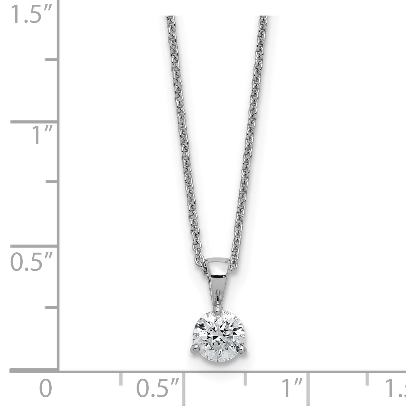 14k White Gold 1/5 carat Lab Grown Diamond VS/SI+ G+ Three Prong Complete 18 inch Solitare Pendant Necklace