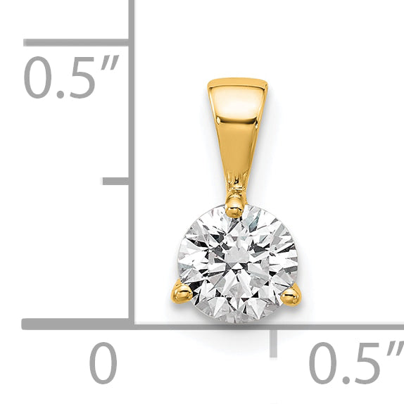 14k 1/2 carat Lab Grown Diamond VS/SI+ G+ Three Prong Solitare Pendant