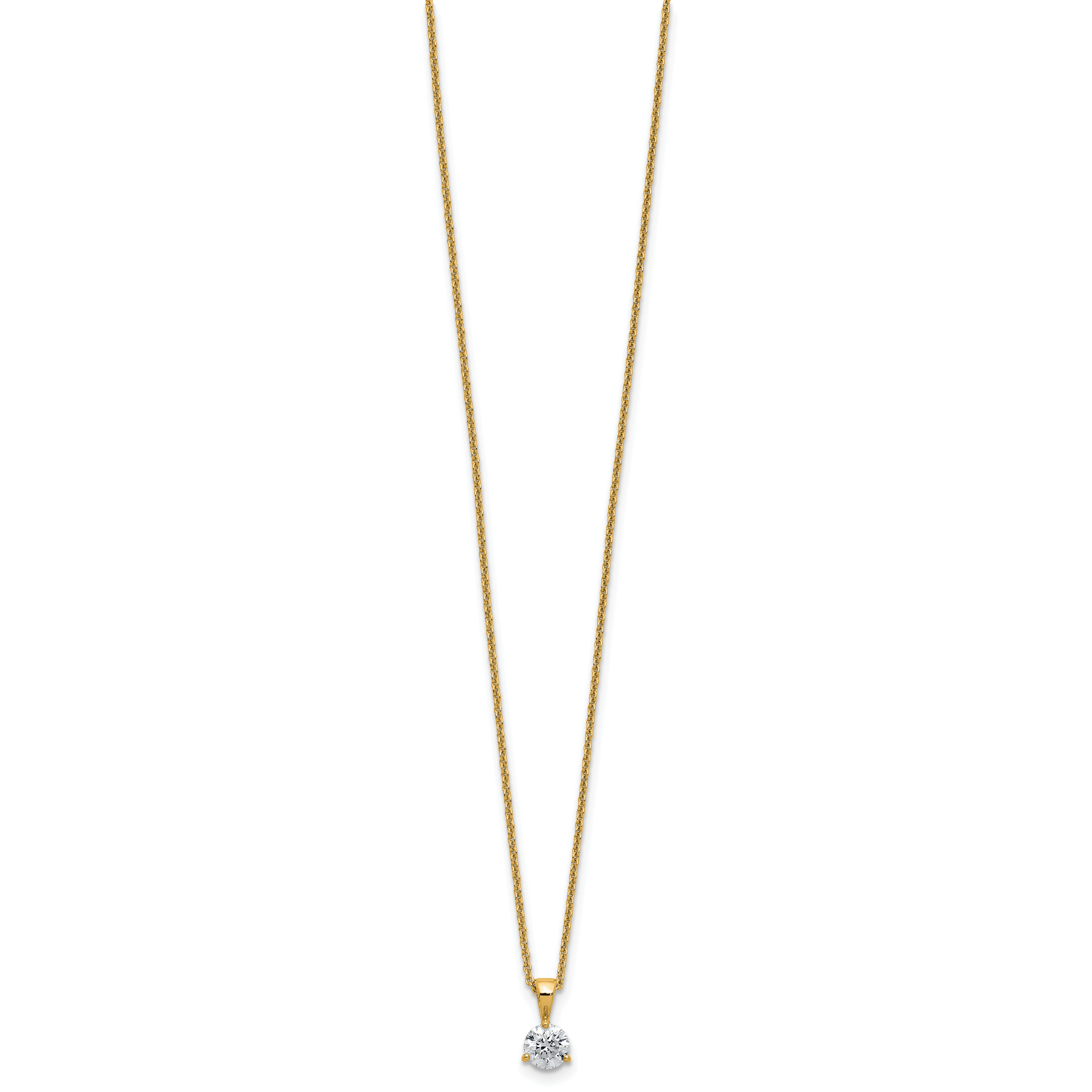 14k 1/2 carat Lab Grown Diamond VS/SI+ G+ Three Prong 18 inch Solitare Pendant Necklace Secondary image