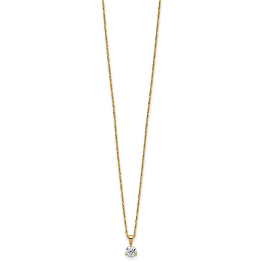 14k 1/2 carat Lab Grown Diamond VS/SI+ G+ Three Prong 18 inch Solitare Pendant Necklace