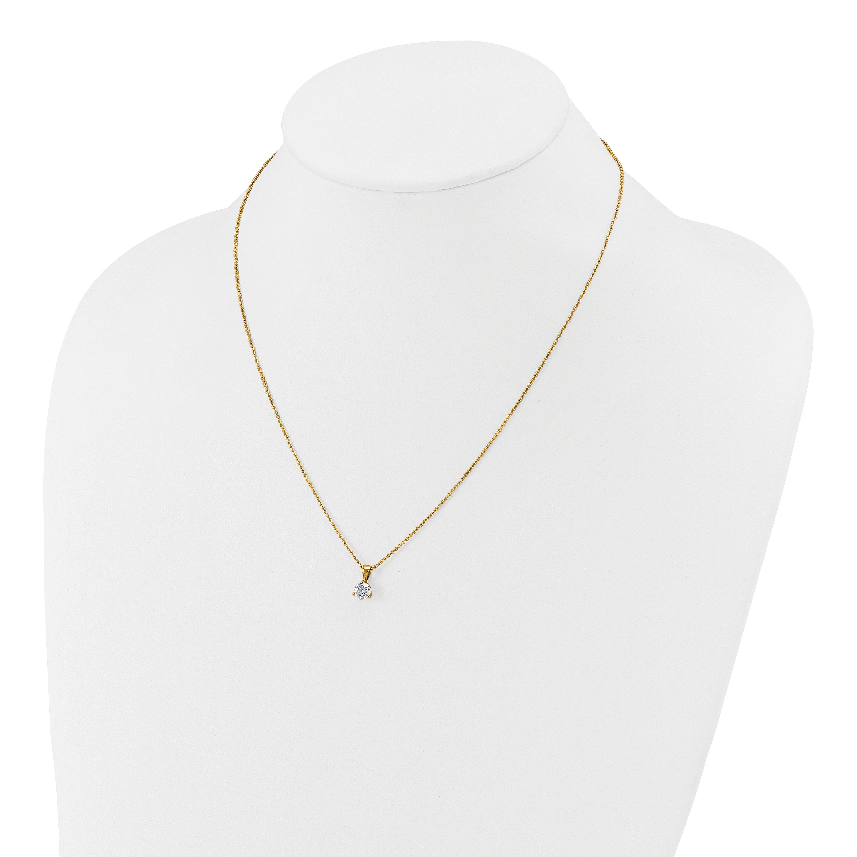 14k 1/2 carat Lab Grown Diamond VS/SI+ G+ Three Prong 18 inch Solitare Pendant Necklace