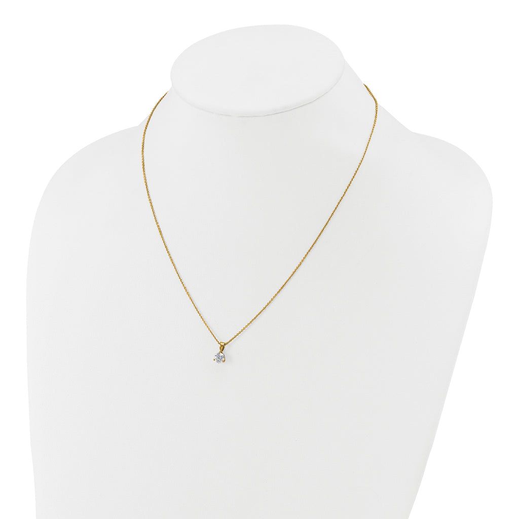 14k 1/2 carat Lab Grown Diamond VS/SI+ G+ Three Prong 18 inch Solitare Pendant Necklace