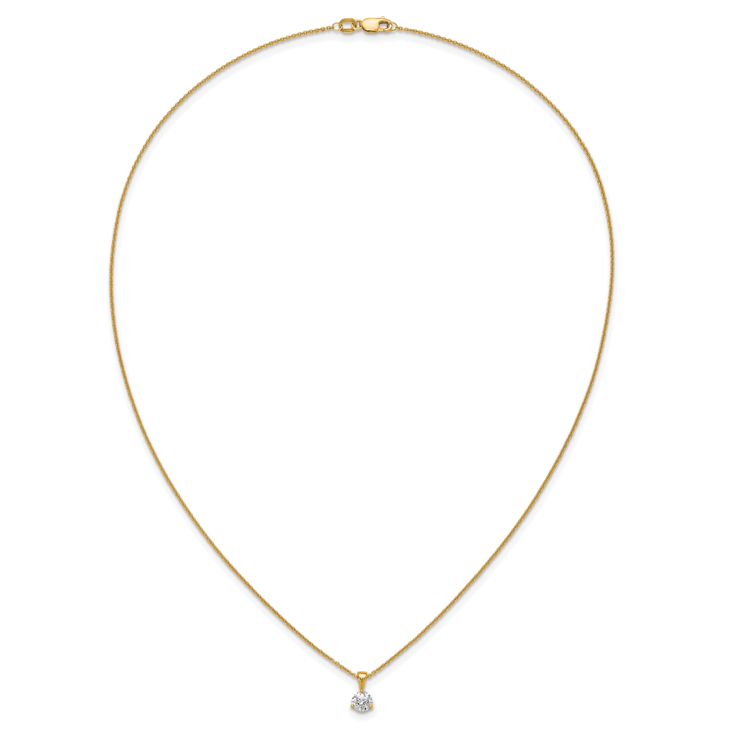 14k 1/2 carat Lab Grown Diamond VS/SI+ G+ Three Prong 18 inch Solitare Pendant Necklace