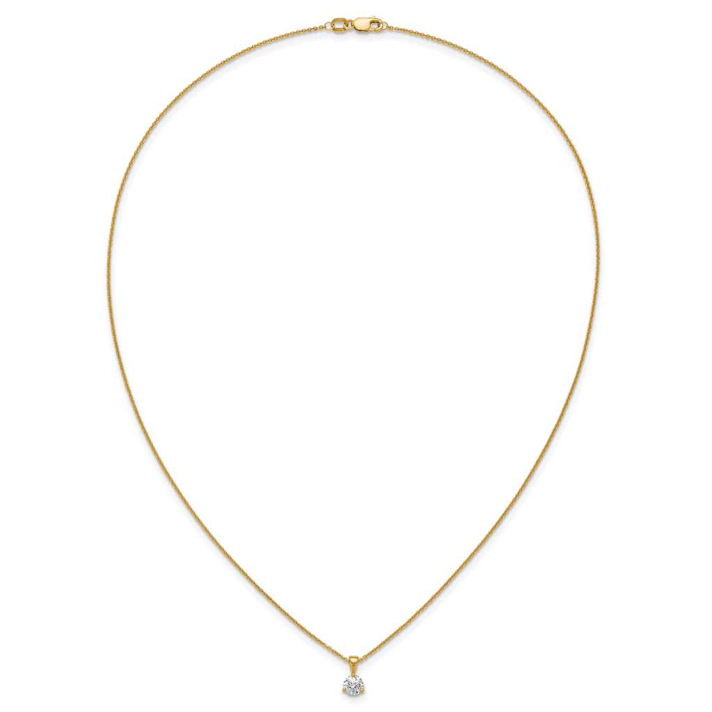 14k 1/2 carat Lab Grown Diamond VS/SI+ G+ Three Prong 18 inch Solitare Pendant Necklace