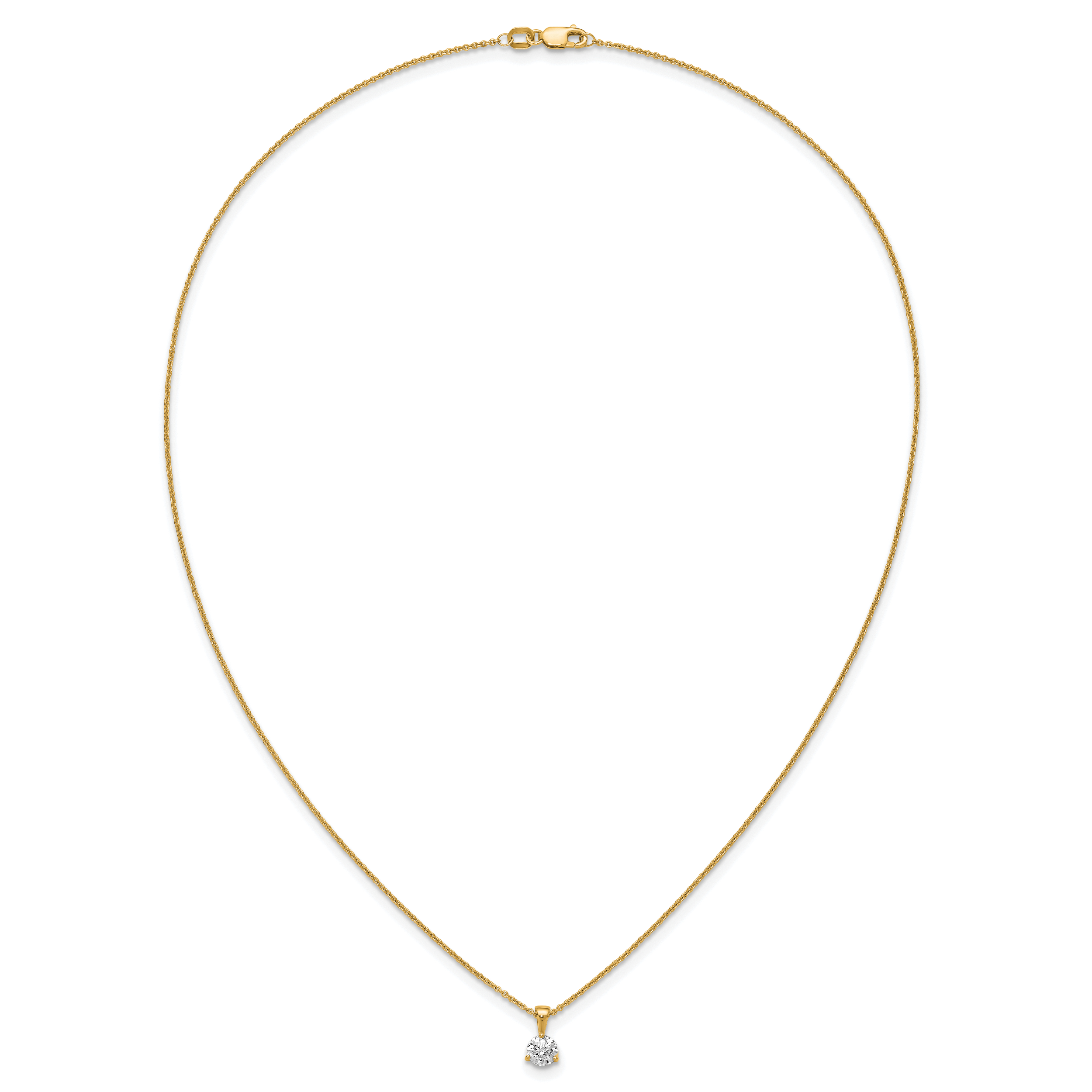 14k 1/2 carat Lab Grown Diamond VS/SI+ G+ Three Prong 18 inch Solitare Pendant Necklace