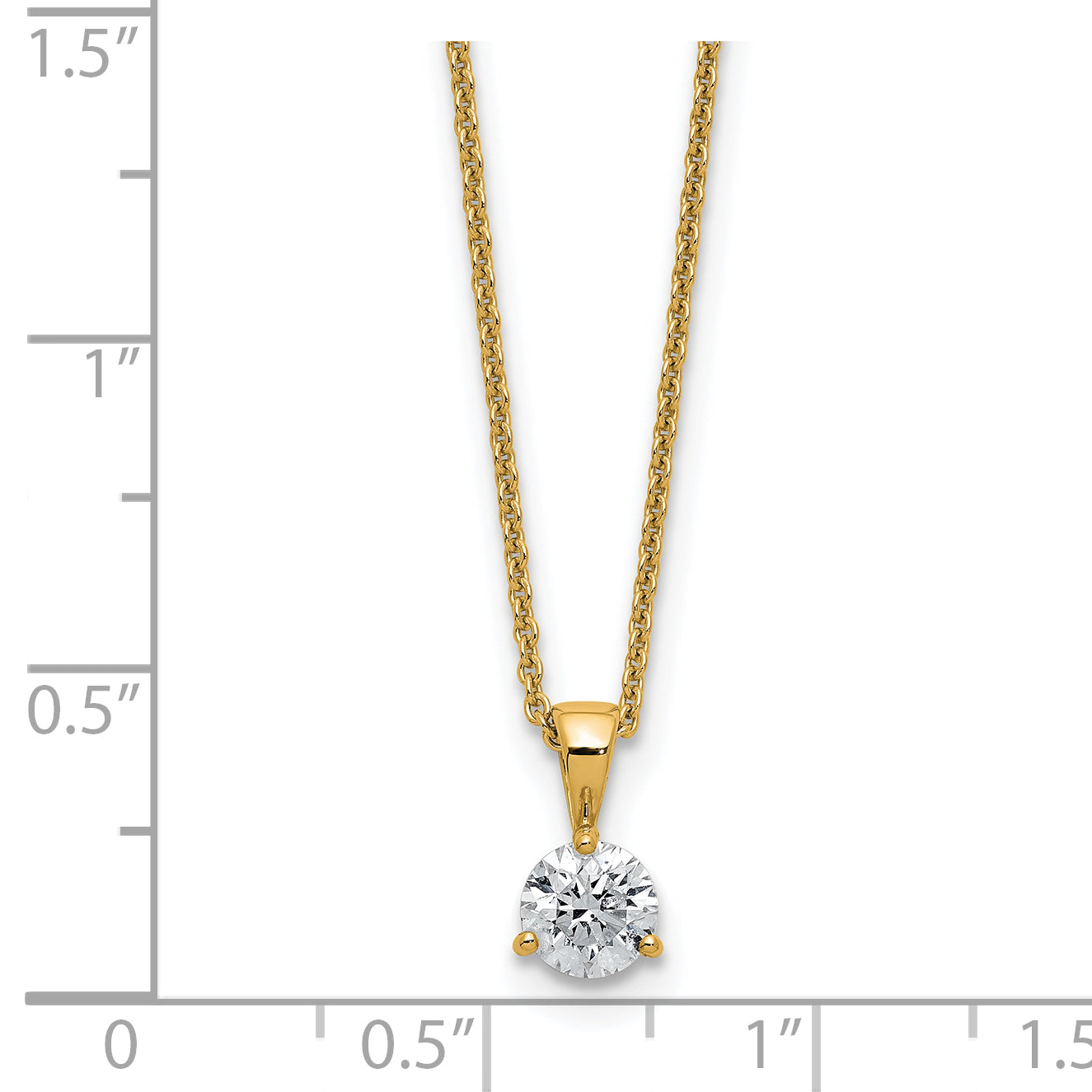 14k 1/2 carat Lab Grown Diamond VS/SI+ G+ Three Prong 18 inch Solitare Pendant Necklace