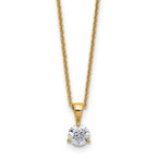 14k 1/2 carat Lab Grown Diamond VS/SI+ G+ Three Prong 18 inch Solitare Pendant Necklace