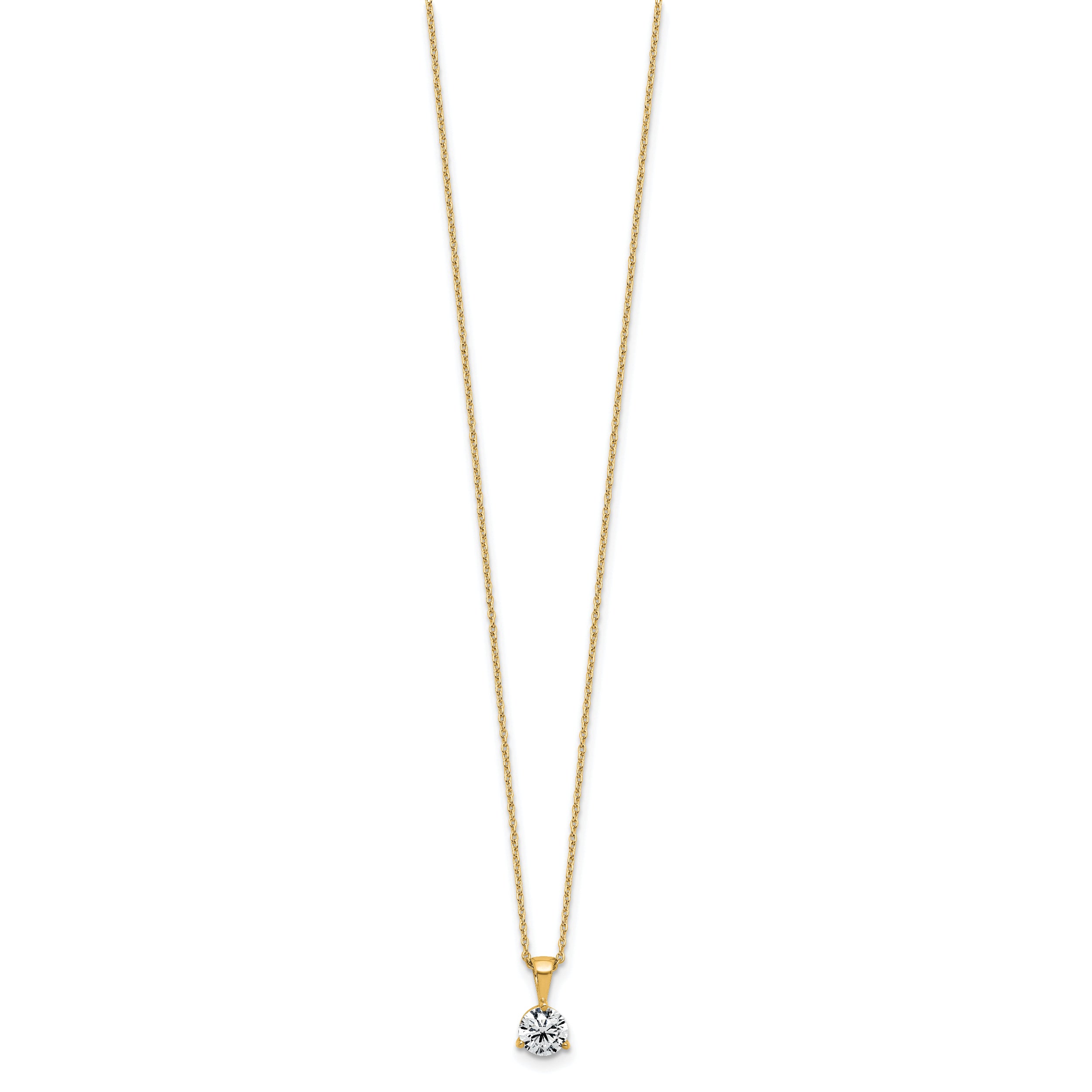 14k 1 carat Lab Grown Diamond VS/SI+ G+ Three Prong 18 inch Solitare Pendant Necklace