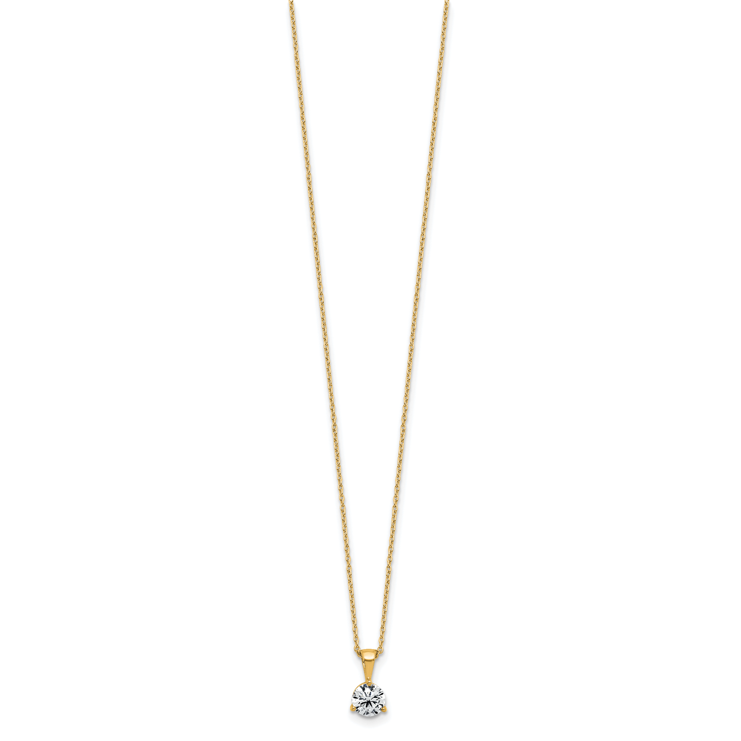 14k 1 carat Lab Grown Diamond VS/SI+ G+ Three Prong 18 inch Solitare Pendant Necklace Secondary image
