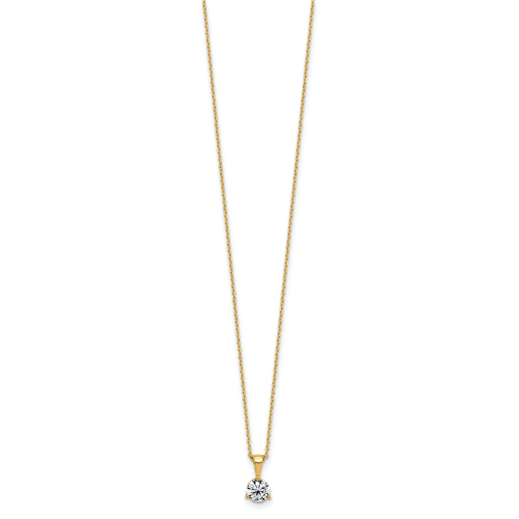 14k 1 carat Lab Grown Diamond VS/SI+ G+ Three Prong 18 inch Solitare Pendant Necklace