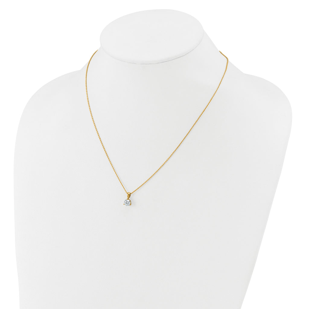14k 1 carat Lab Grown Diamond VS/SI+ G+ Three Prong 18 inch Solitare Pendant Necklace