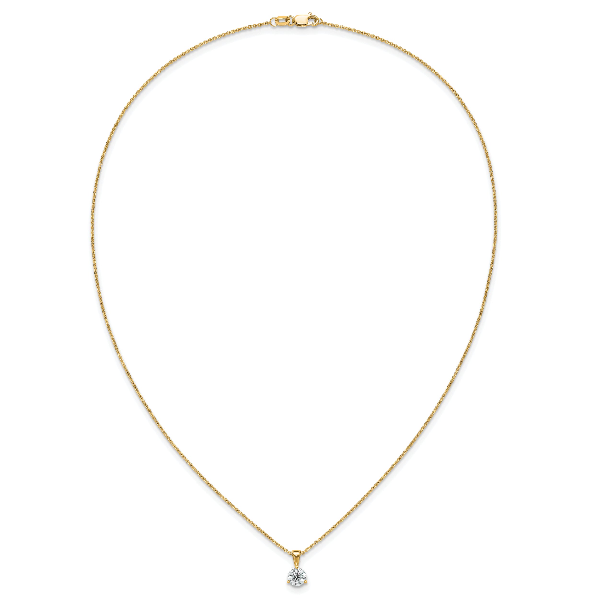 14k 1 carat Lab Grown Diamond VS/SI+ G+ Three Prong 18 inch Solitare Pendant Necklace