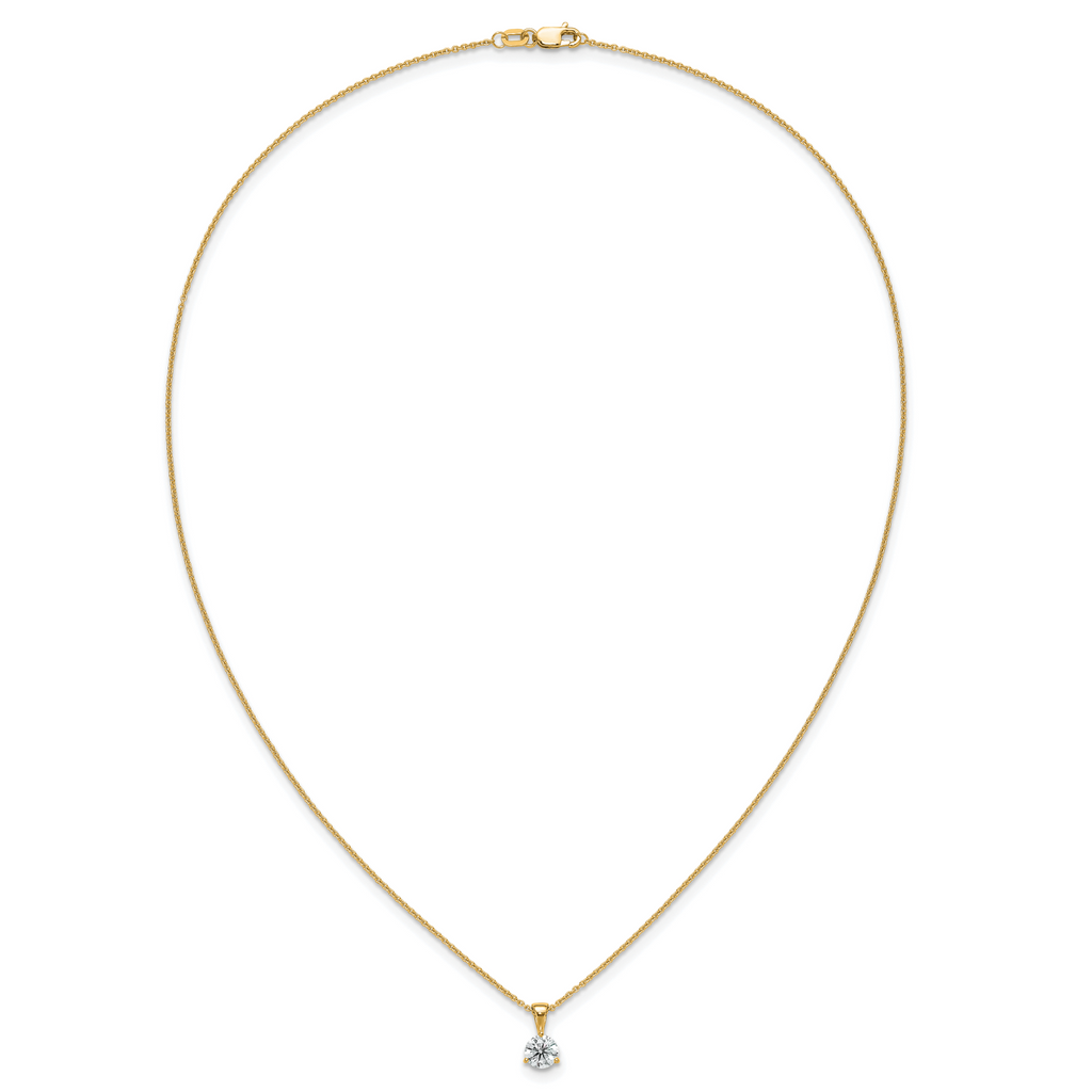 14k 1 carat Lab Grown Diamond VS/SI+ G+ Three Prong 18 inch Solitare Pendant Necklace