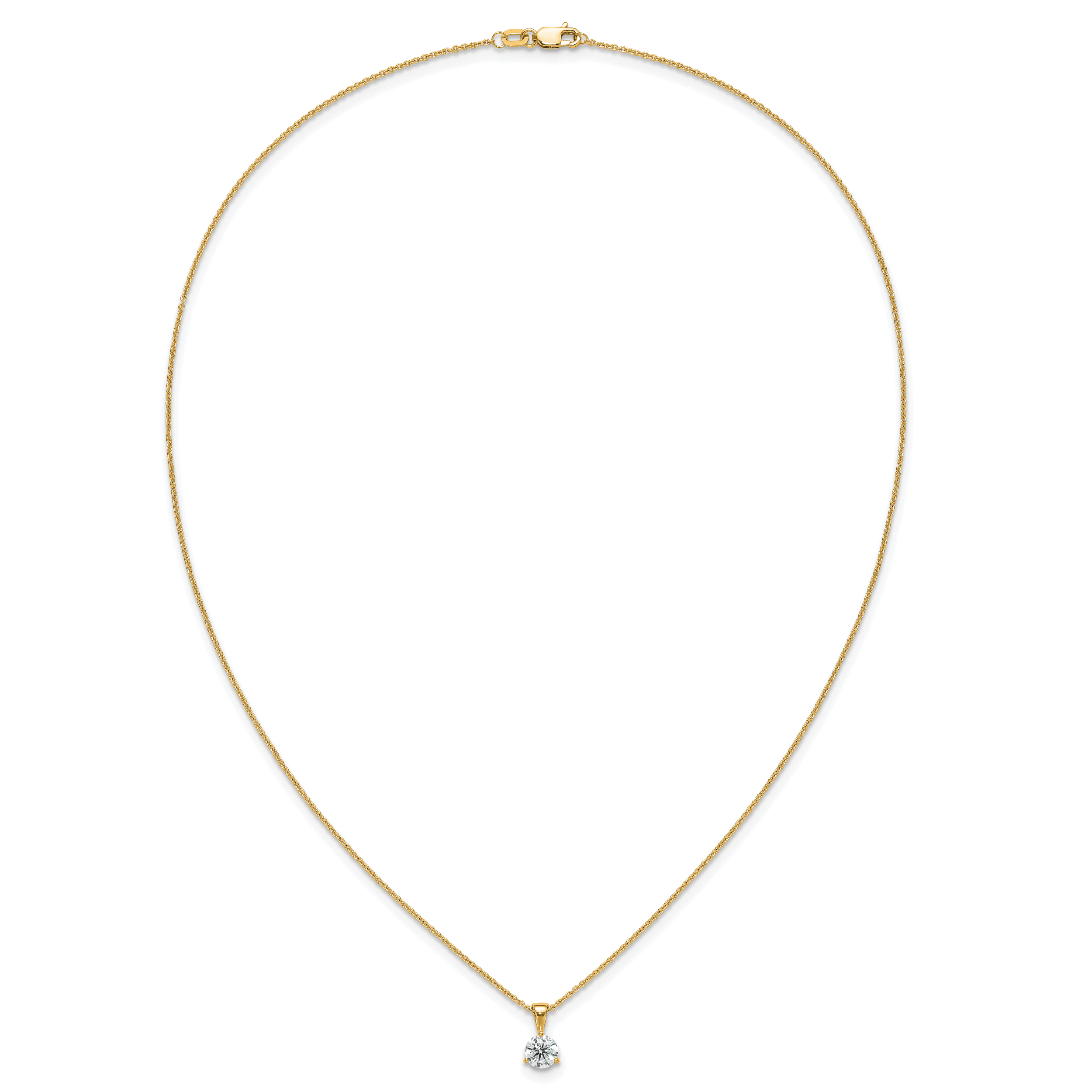 14k 1 carat Lab Grown Diamond VS/SI+ G+ Three Prong 18 inch Solitare Pendant Necklace