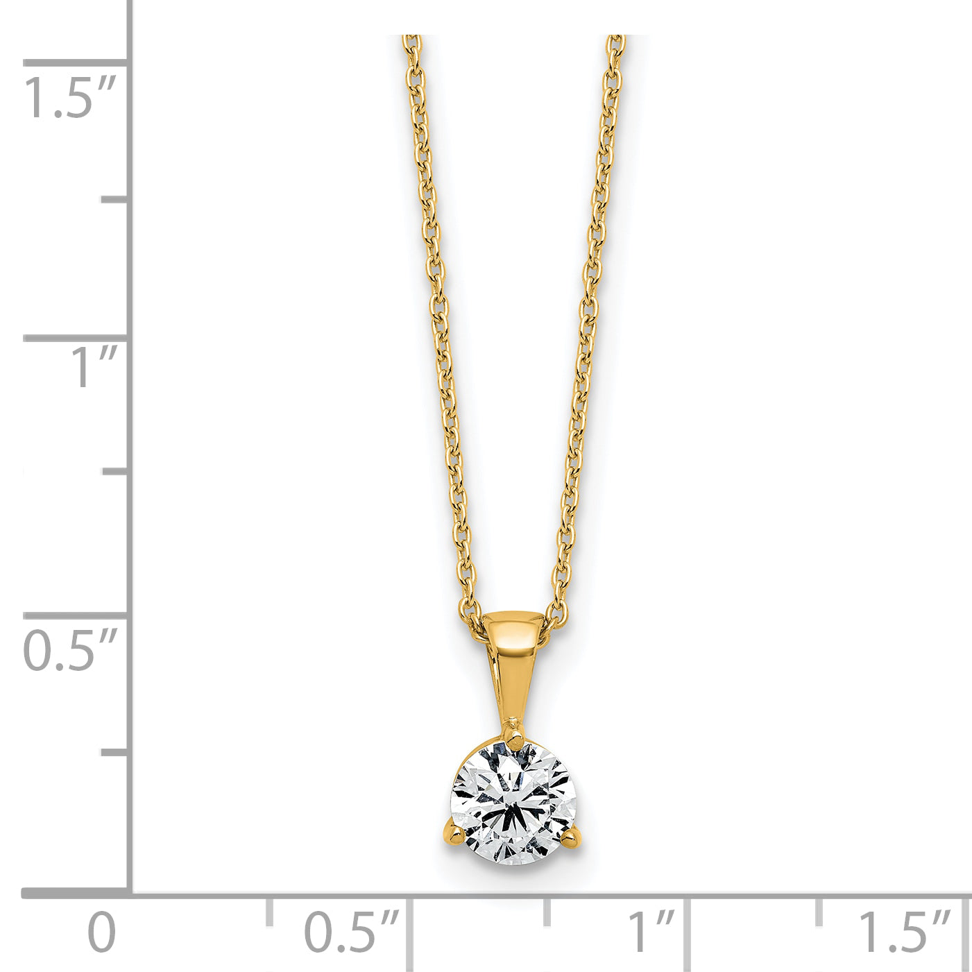 14k 1 carat Lab Grown Diamond VS/SI+ G+ Three Prong 18 inch Solitare Pendant Necklace