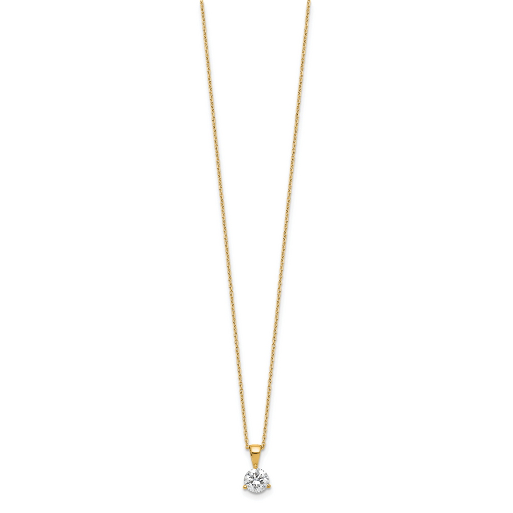 14k 7/8 carat Lab Grown Diamond VS/SI+ G+ Three Prong 18 inch Solitare Pendant Necklace