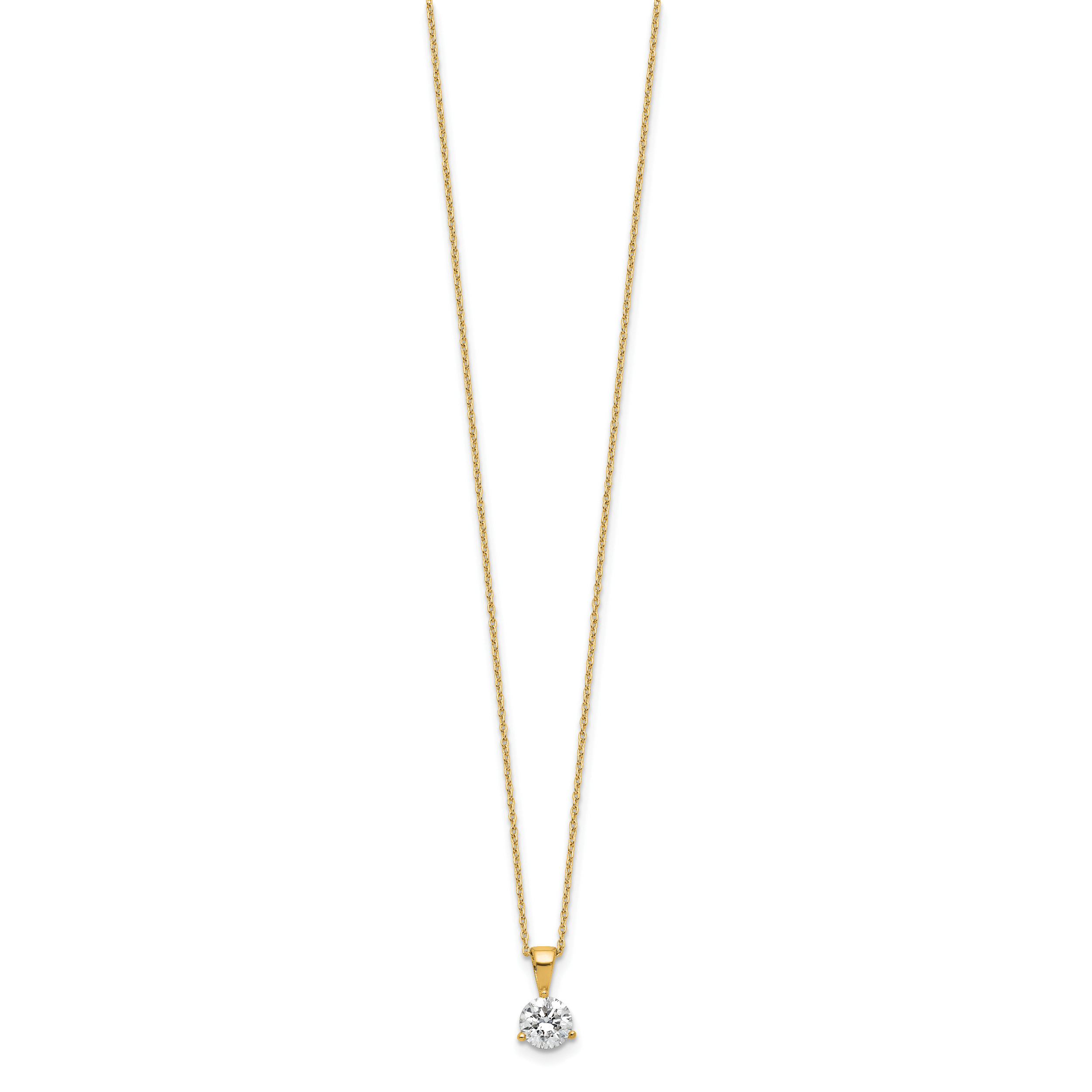 14k 7/8 carat Lab Grown Diamond VS/SI+ G+ Three Prong 18 inch Solitare Pendant Necklace