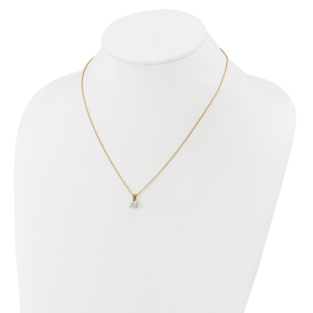 14k 7/8 carat Lab Grown Diamond VS/SI+ G+ Three Prong 18 inch Solitare Pendant Necklace