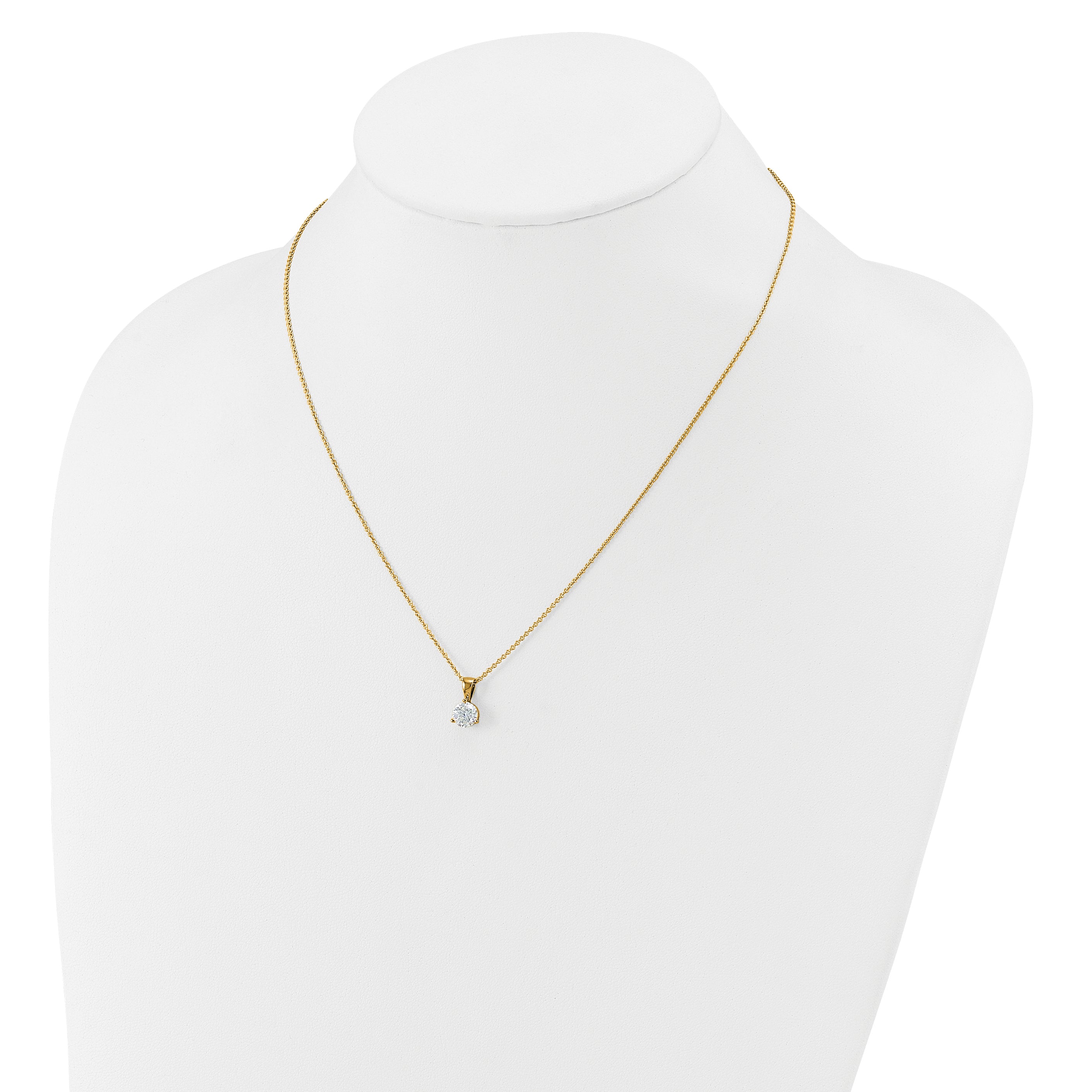 14k 7/8 carat Lab Grown Diamond VS/SI+ G+ Three Prong 18 inch Solitare Pendant Necklace
