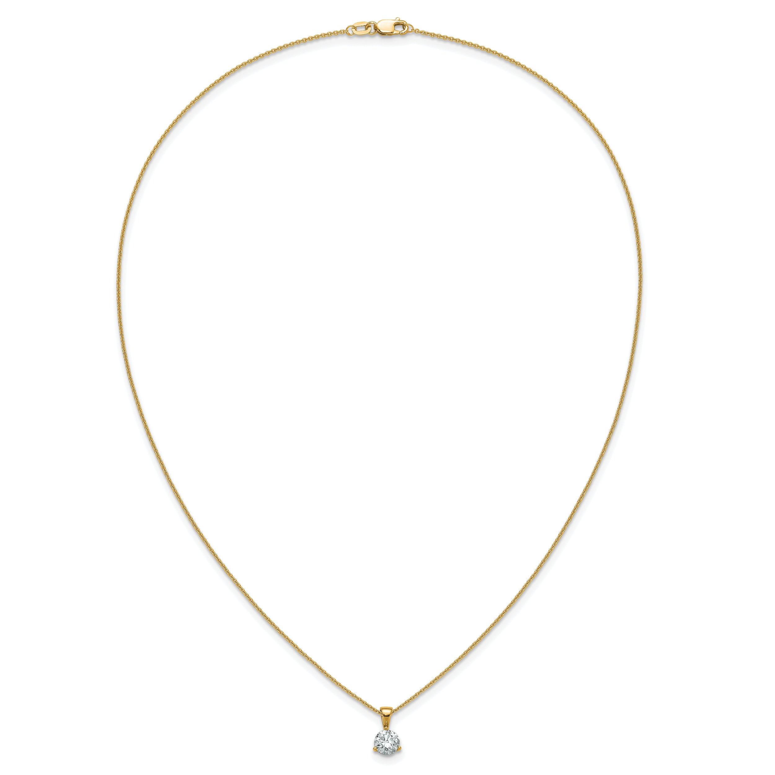 14k 7/8 carat Lab Grown Diamond VS/SI+ G+ Three Prong 18 inch Solitare Pendant Necklace