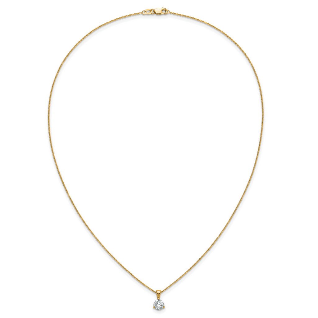 14k 7/8 carat Lab Grown Diamond VS/SI+ G+ Three Prong 18 inch Solitare Pendant Necklace