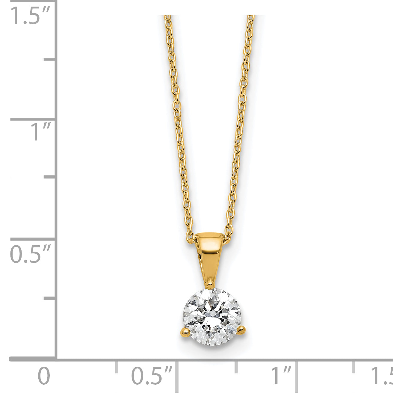 14k 7/8 carat Lab Grown Diamond VS/SI+ G+ Three Prong 18 inch Solitare Pendant Necklace