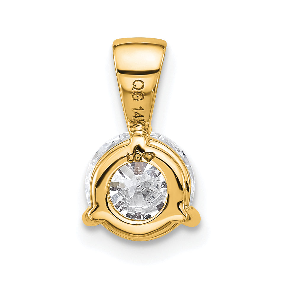 14k 1 carat Lab Grown Diamond VS/SI+ G+ Three Prong Solitare Pendant