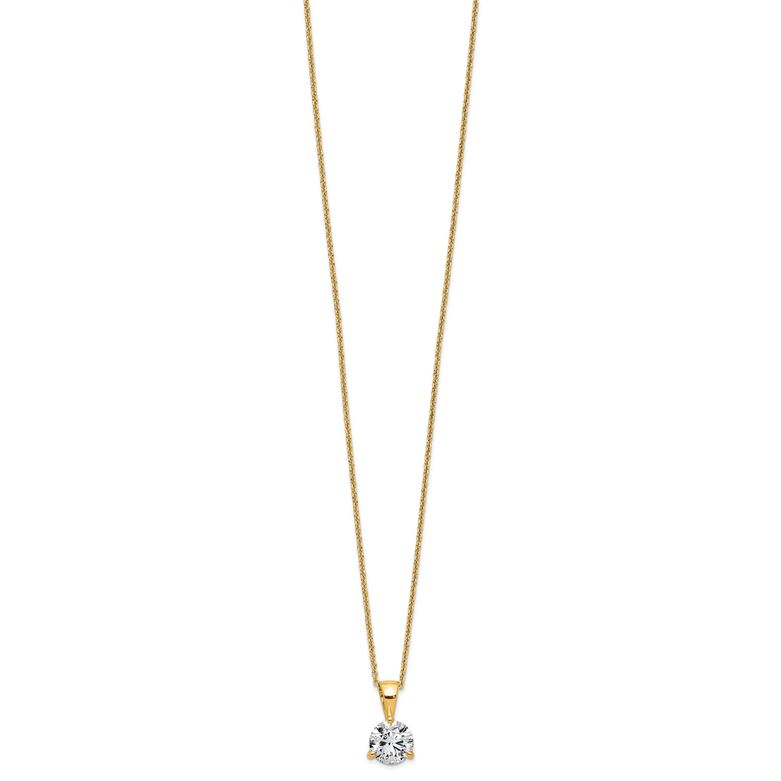 14k 1 carat Lab Grown Diamond VS/SI+ G+ Three Prong 18 inch Solitare Pendant Necklace