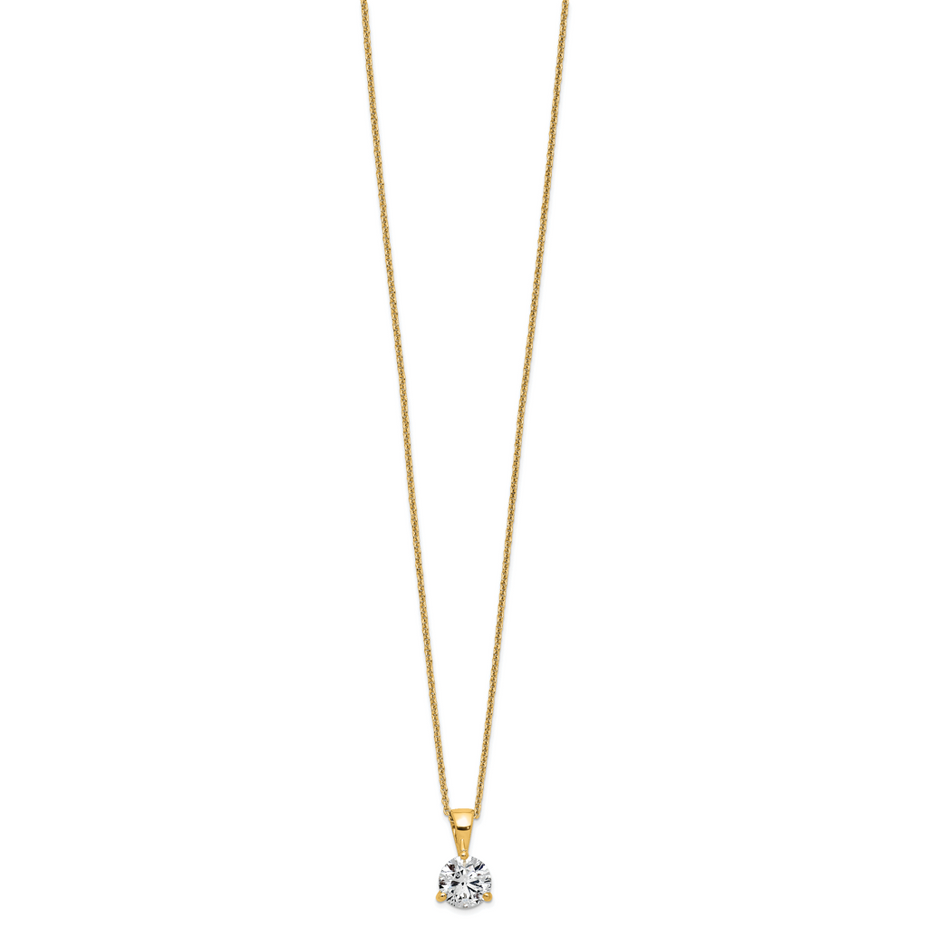 14k 1 carat Lab Grown Diamond VS/SI+ G+ Three Prong 18 inch Solitare Pendant Necklace