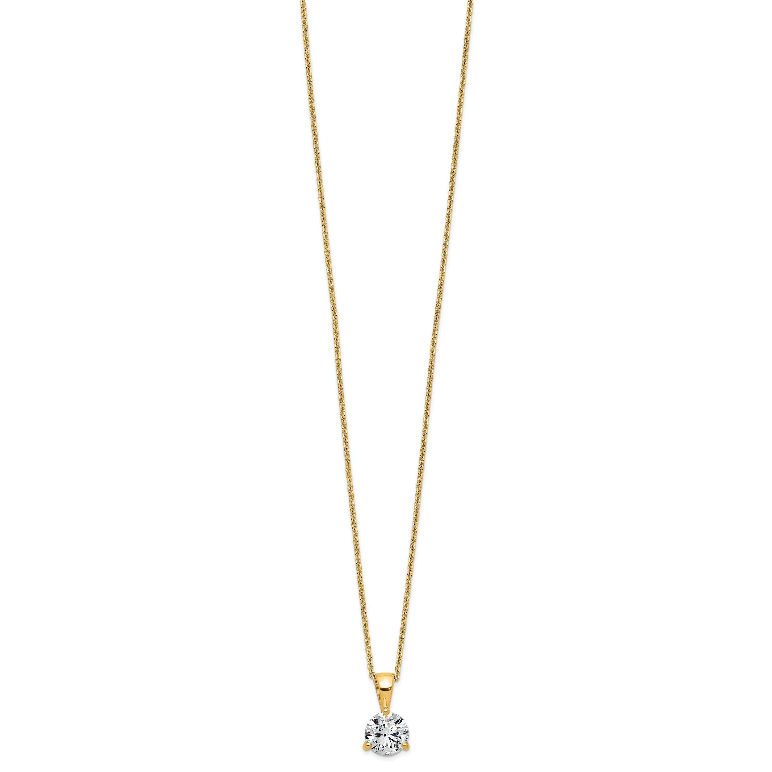 14k 1 carat Lab Grown Diamond VS/SI+ G+ Three Prong 18 inch Solitare Pendant Necklace