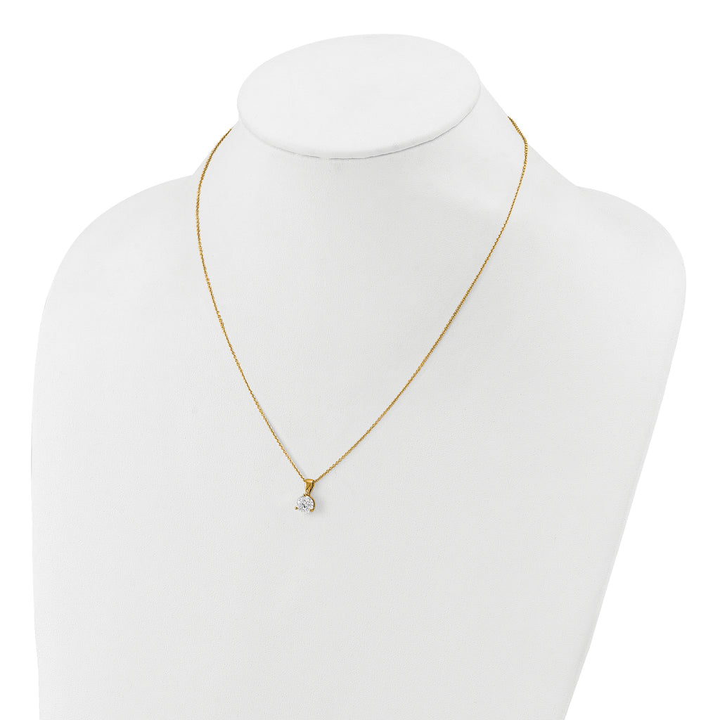 14k 1 carat Lab Grown Diamond VS/SI+ G+ Three Prong 18 inch Solitare Pendant Necklace