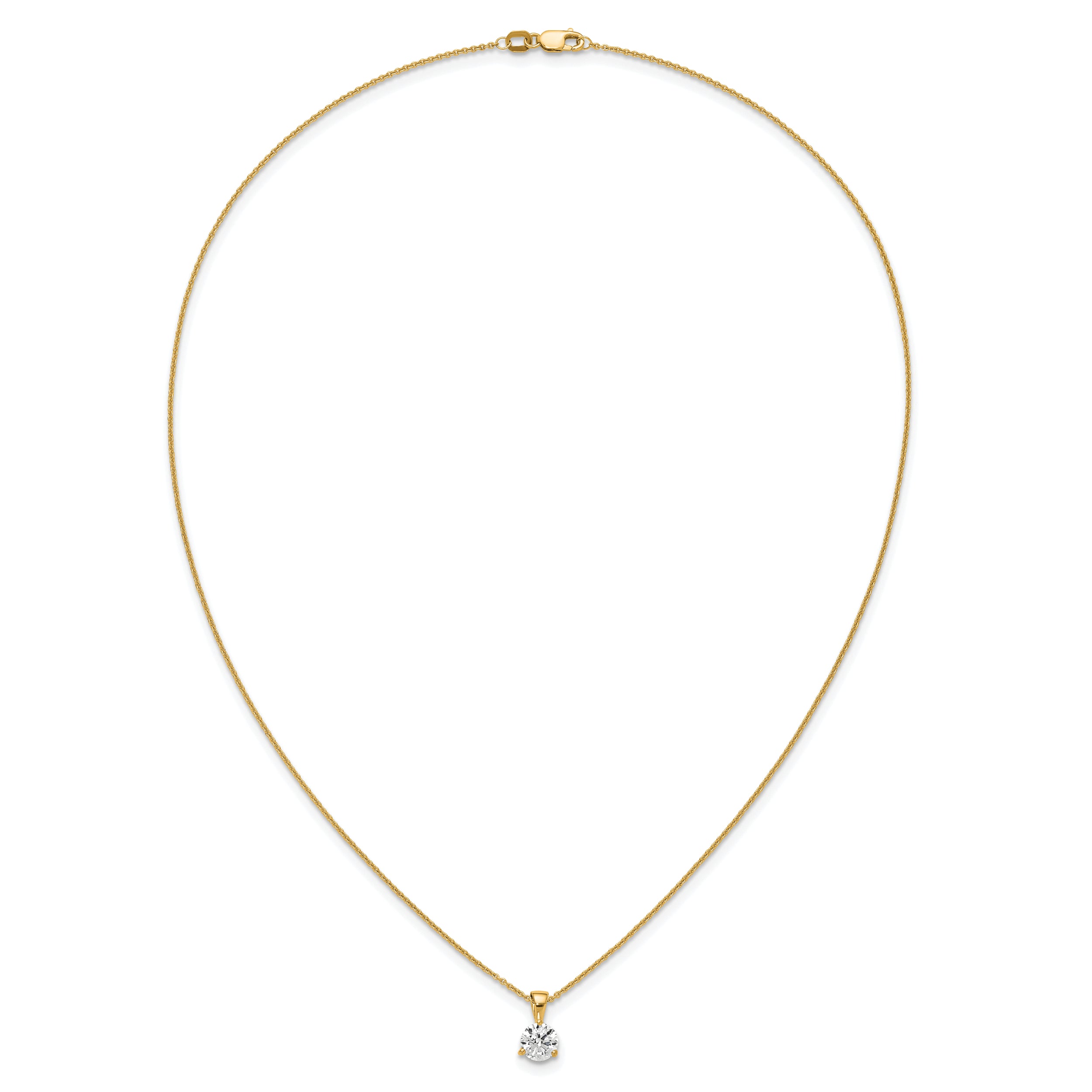 14k 1 carat Lab Grown Diamond VS/SI+ G+ Three Prong 18 inch Solitare Pendant Necklace