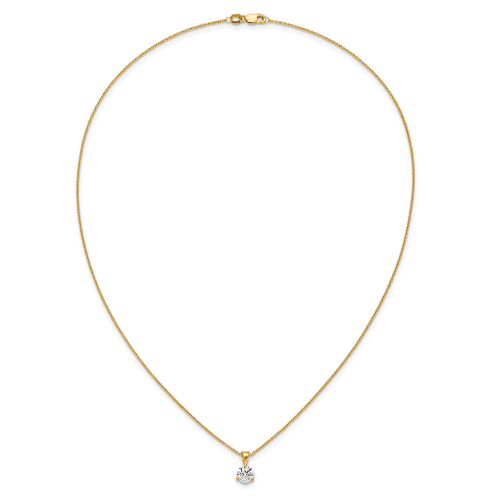 14k 1 carat Lab Grown Diamond VS/SI+ G+ Three Prong 18 inch Solitare Pendant Necklace