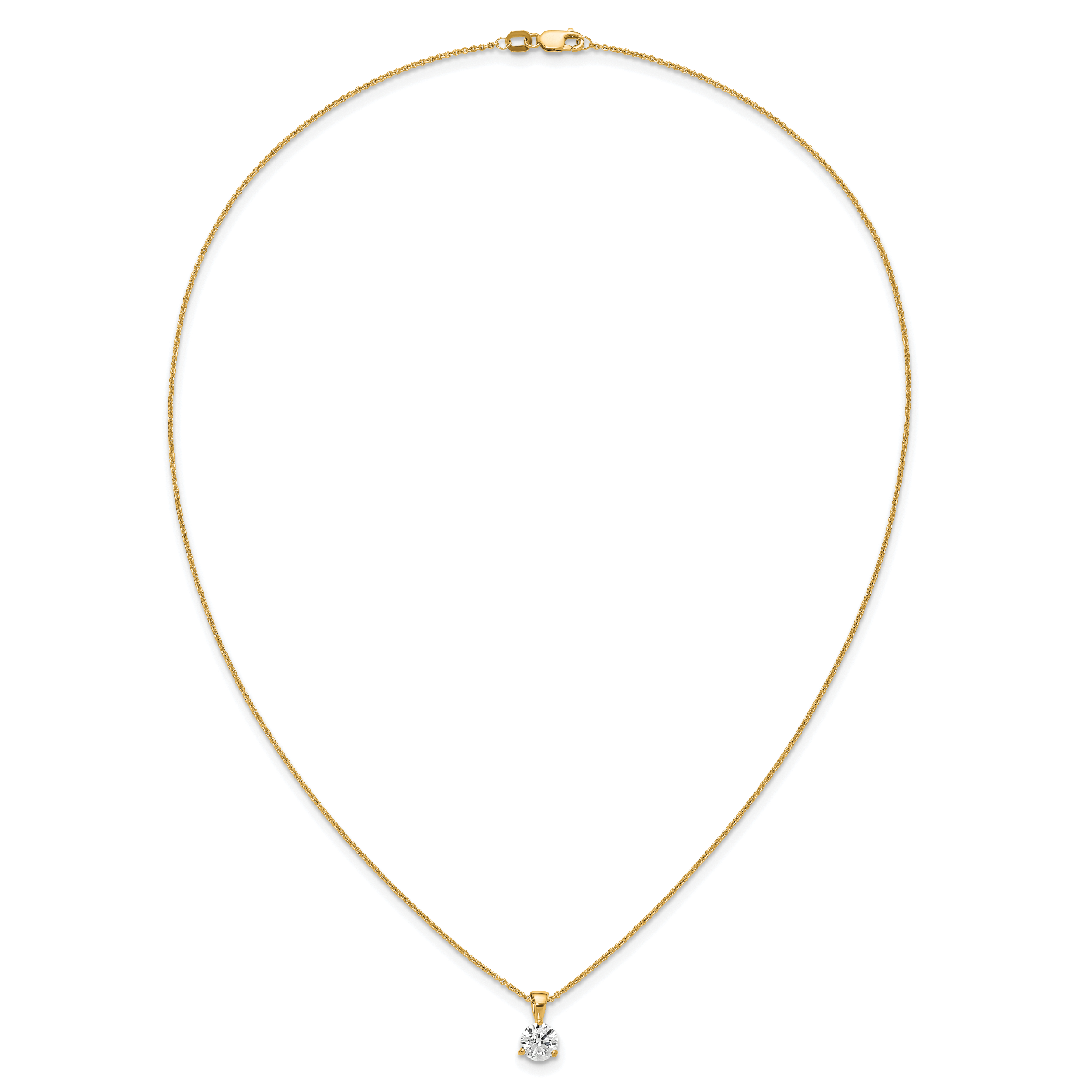 14k 1 carat Lab Grown Diamond VS/SI+ G+ Three Prong 18 inch Solitare Pendant Necklace