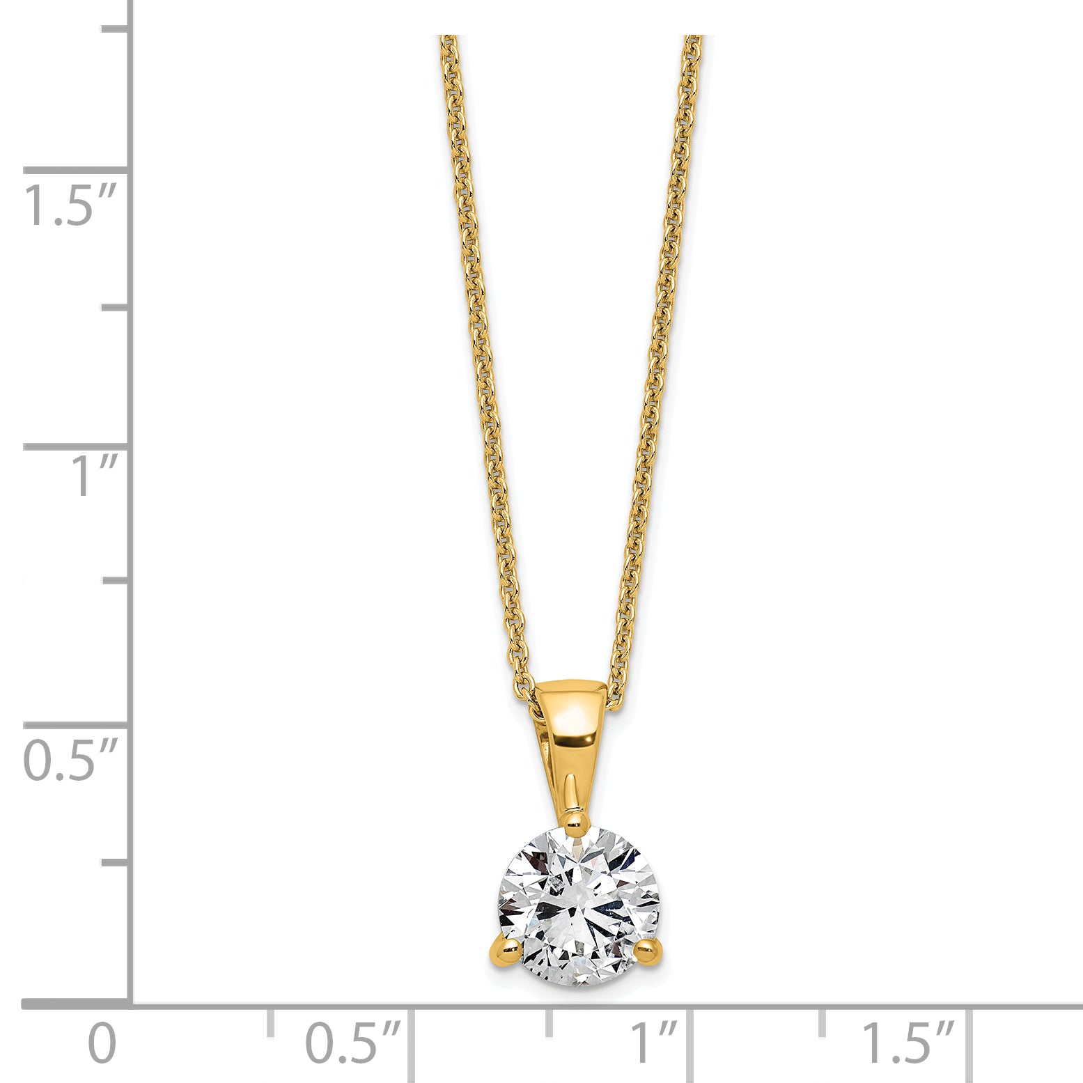 14k 1 carat Lab Grown Diamond VS/SI+ G+ Three Prong 18 inch Solitare Pendant Necklace