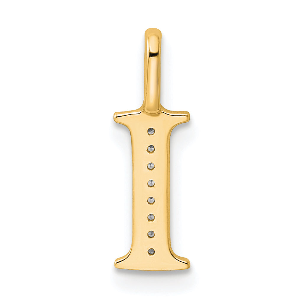 10K Diamond Letter I Initial Pendant