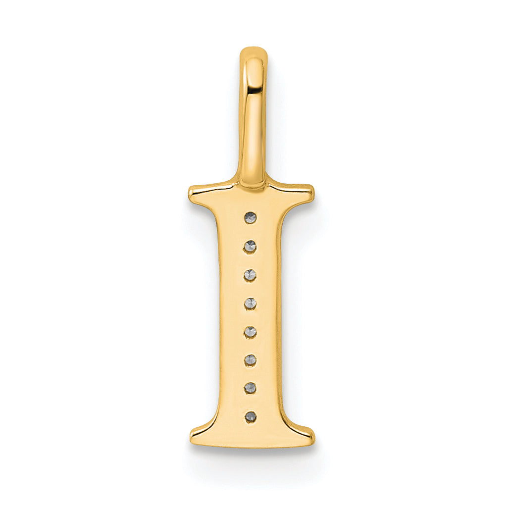 10K Diamond Letter I Initial Pendant