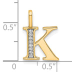 10K Diamond Letter K Initial Pendant