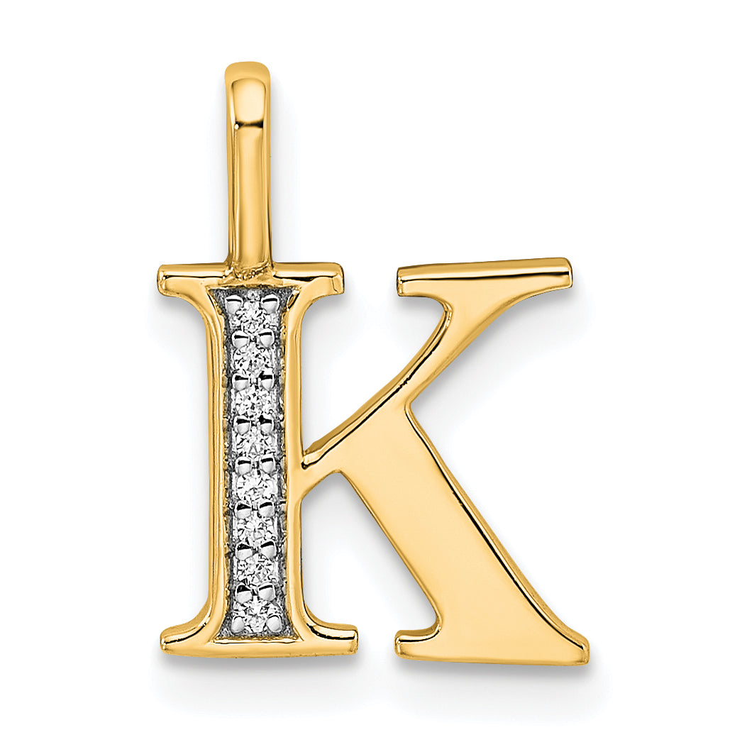 10K Diamond Letter K Initial Pendant Main image