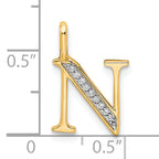 10K Diamond Letter N Initial Pendant