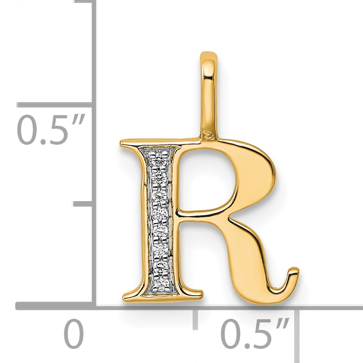 10K Diamond Letter R Initial Pendant