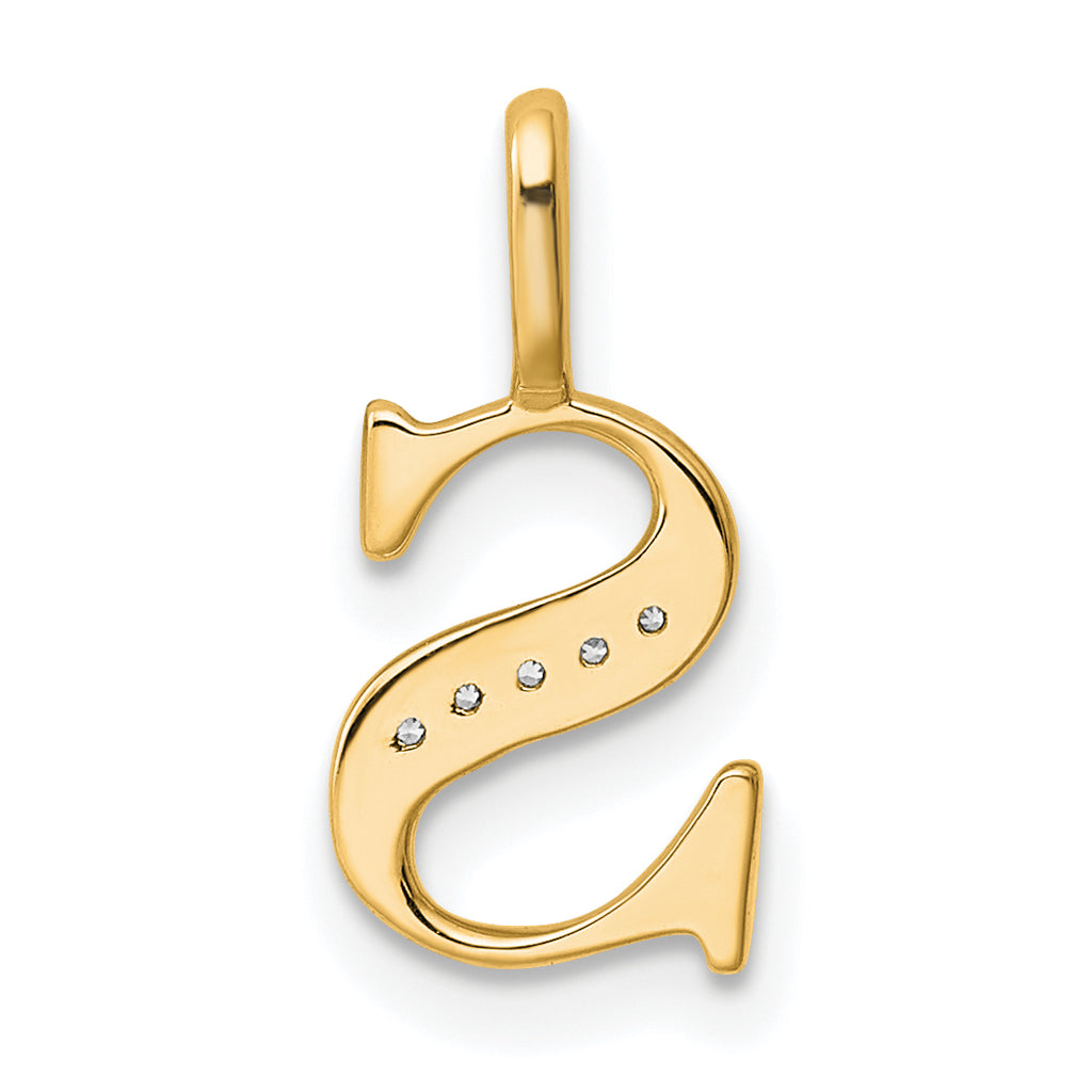 10K Diamond Letter S Initial Pendant