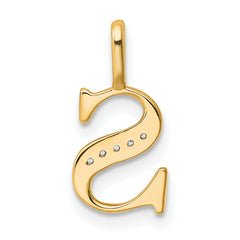 10K Diamond Letter S Initial Pendant