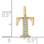 10K Diamond Letter T Initial Pendant